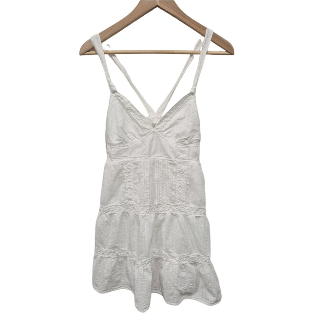 Abercrombie & Fitch White Sleeveless Tiered Dress
